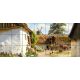 Tile mural with farmyard, poultry, horse cart and windmill